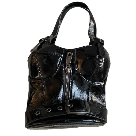 New Jeffrey Campbell Bodice Women's Handbag - Black Patent - Picture 10 of 11